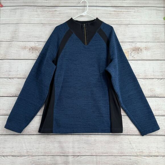 REI 1/4 Zip Pullover Colorblock Sweater Men's Size XXL Blue/Black - Picture 1 of 6